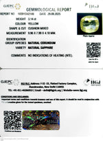 Load image into Gallery viewer, 3.14/CT Natural Yellow Sapphire With Govt Lab Certificate (16650)