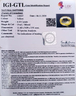 Load image into Gallery viewer, 4.10/CT Natural yellow sapphire with Govt Lab Certificate-(YELSA9W)