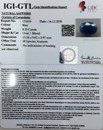 Load image into Gallery viewer, 8.23/CT Natural Blue Sapphire with Govt Lab Certificate