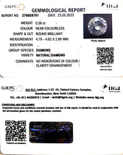 0.38/CT Natural Diamond With Govt. Lab Certificate (120000)