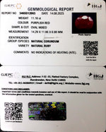Load image into Gallery viewer, 11.16/CT Natural Indian Ruby with Govt. Lab Certificate (1221)