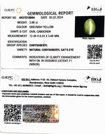 Load image into Gallery viewer, 3.86/CT Natural Chrysoberyl Cat's Eye with Govt. Lab Certificate (8991)