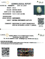 Load image into Gallery viewer, 4.56/CT Natural Chrysoberyl Cat's Eye with Govt. Lab Certificate-3441