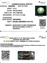 Load image into Gallery viewer, 4.78/CT Natural Chrysoberyl Cat's Eye with Govt. Lab Certificate-3441