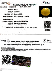 4.02/CT Natural Yellow Sapphire With Govt Lab Certificate (6771)