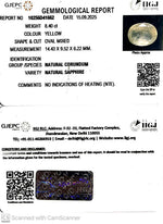 Load image into Gallery viewer, 8.40/CT Natural Yellow Sapphire With Govt Lab Certificate (12210)