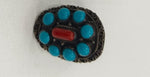 Load image into Gallery viewer, 11.90/GM TURQUISE & CORAL SILVER RING (525)