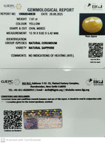 Load image into Gallery viewer, 7.67/CT Natural Yellow Sapphire With Govt Lab Certificate (1221)