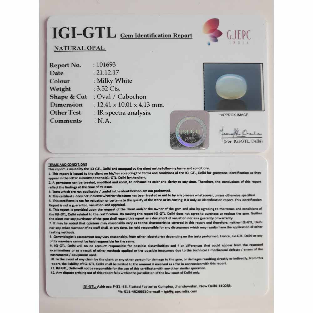 3.91 Ratti Natural fire Opal with Govt. Lab Certificate-(1100)