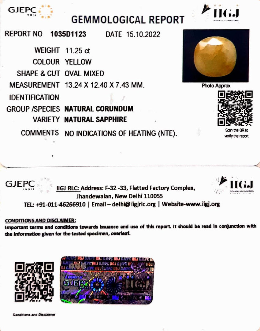 11.25/CT Natural Ceylonese Pukhraj Stone with Govt Lab Certificate-4551