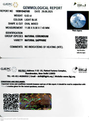6.63/CT Natural Blue Sapphire with Govt Lab Certificate (12210)