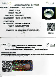 5.30 Ratti Natural Yellow Sapphire With Govt Lab Certificate