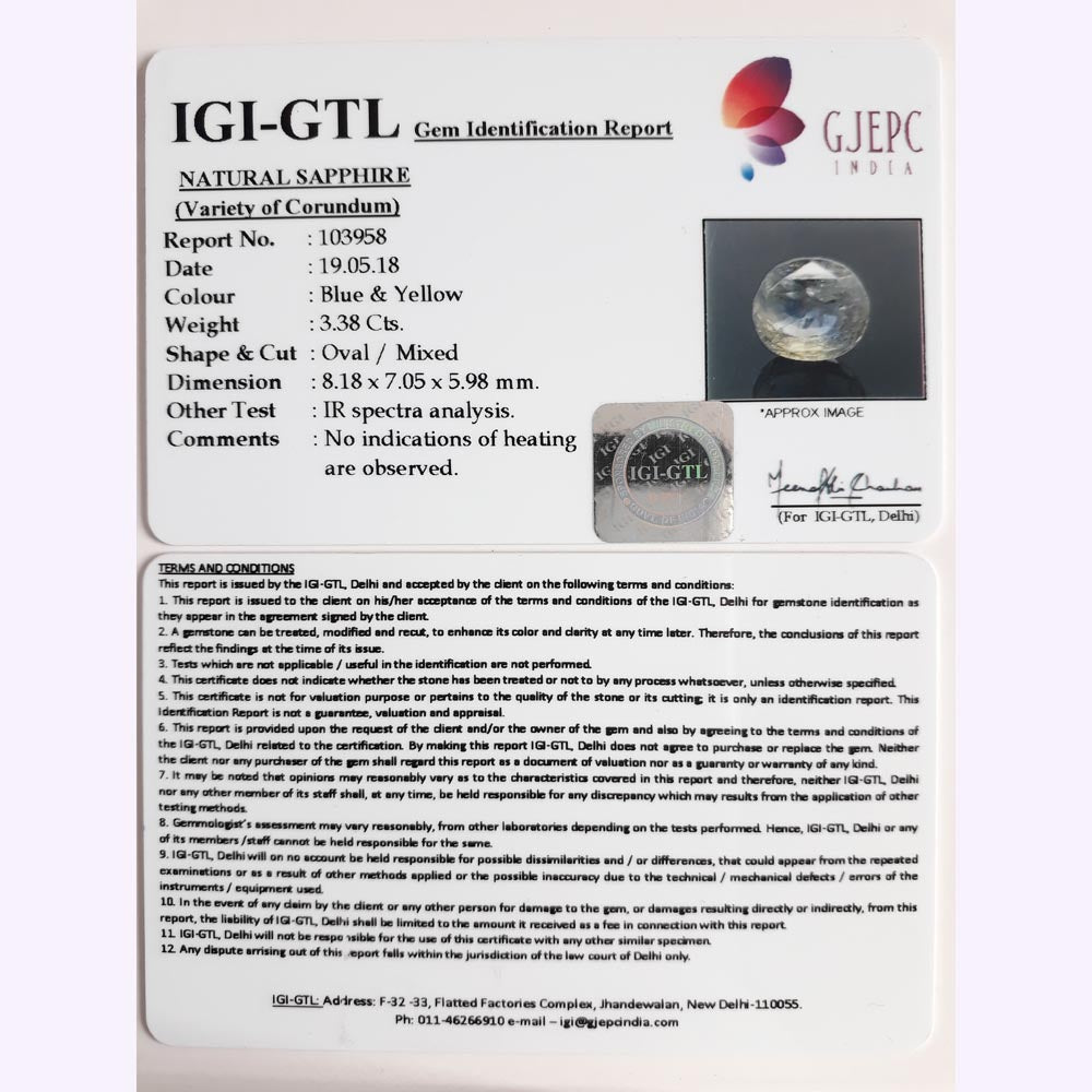 3.76 Ratti Natural Pitambari Neelam with Govt Lab Certified-(12210)