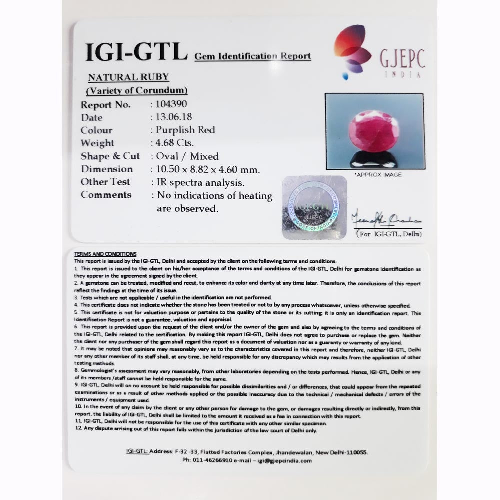 5.20 Ratti Natural Neo Burma Ruby with Govt Lab Certificate-(3441)