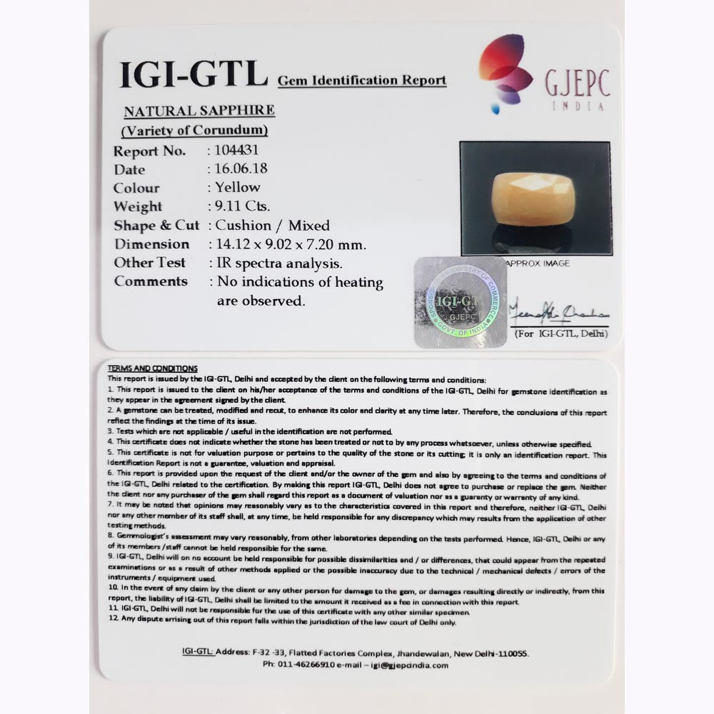 10.12 Ratti yellow sapphire with Govt Lab Certificate-(1221)