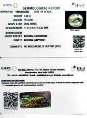 5.68/CT Natural Yellow Sapphire With Govt Lab Certificate (23310)