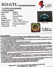 3.56/CT Natural Aquamarine With Govt. Lab Certificate-5661