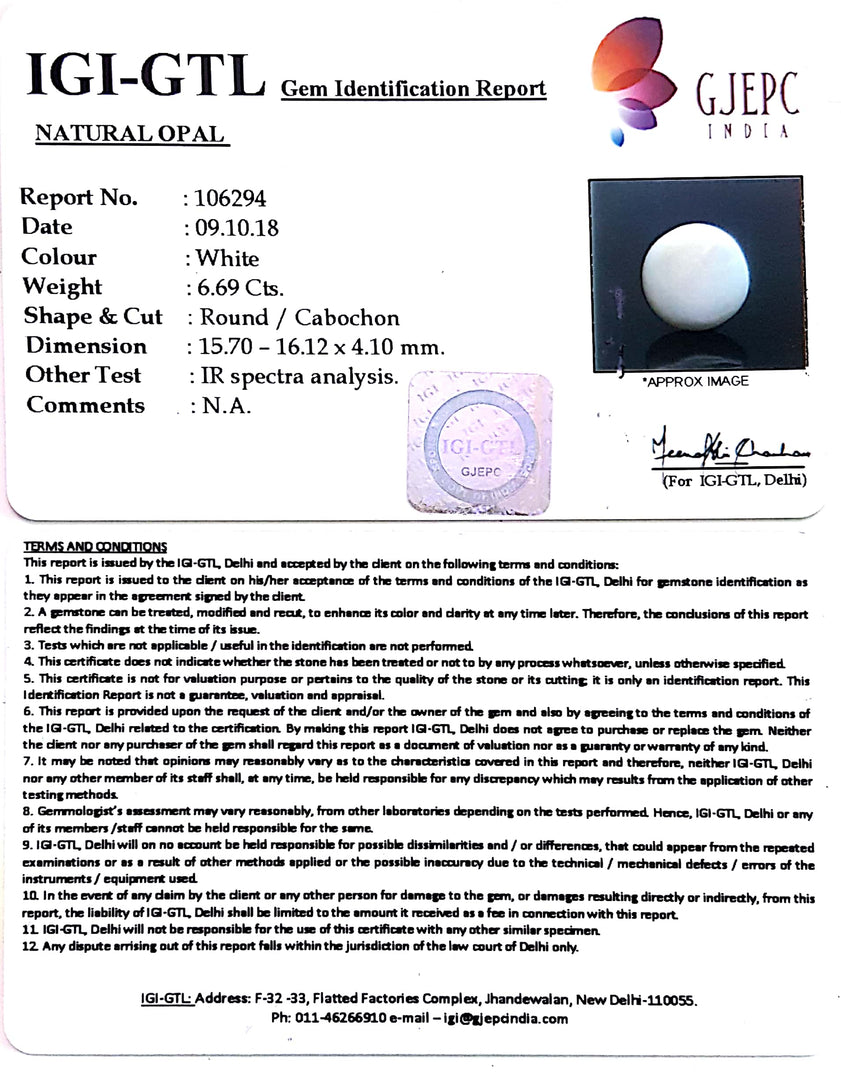 7.43 Ratti Natural fire Opal with Govt.Lab Certificate (550)