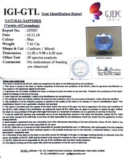 7.41/CT Natural Blue Sapphire with Govt Lab Certificate-BLUSA9U