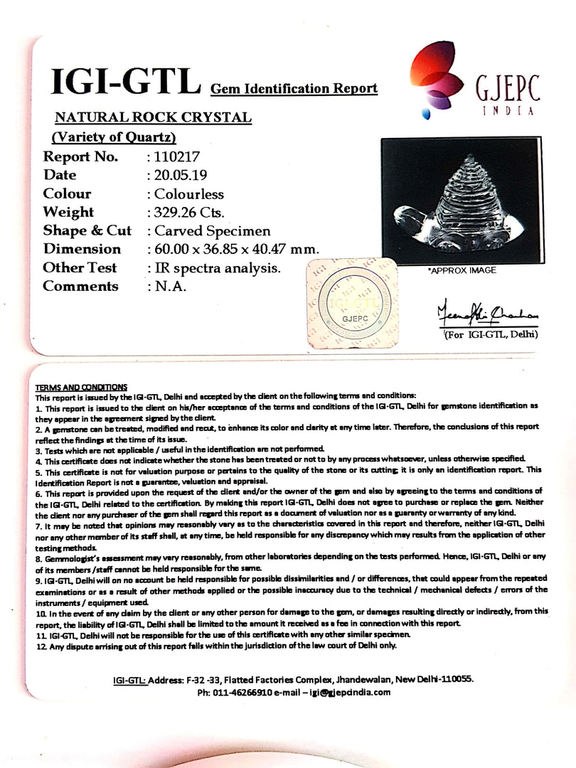 Buy Natural Rock Crystal With Govt. Lab Certificate