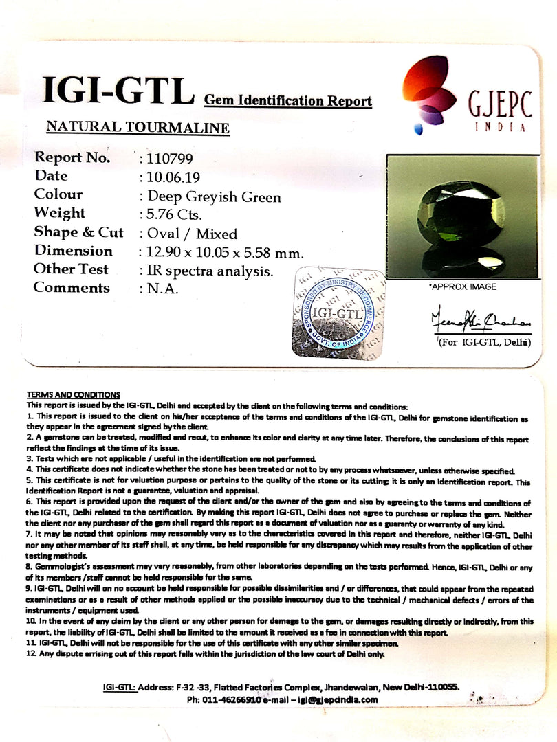 6.40 Ratti Natural Tourmaline With Govt. Lab Certificate-(1221)