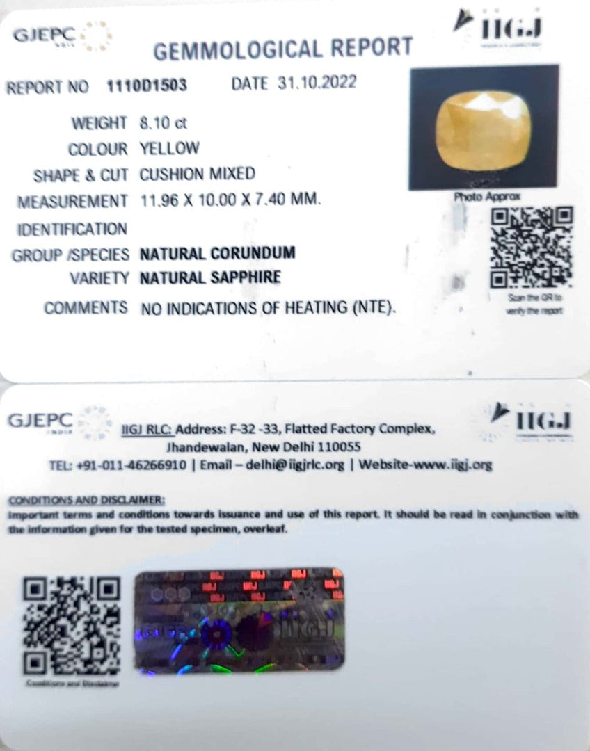 8.10/CT Natural Ceylonese Pukhraj with Govt Lab Certificate-4551