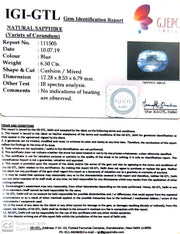 6.50/CT Natural Blue Sapphire with Govt Lab Certificate-BLUSA9W