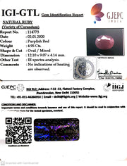 4.95/CT Natural Ruby with Govt. Lab Certificate (4551)
