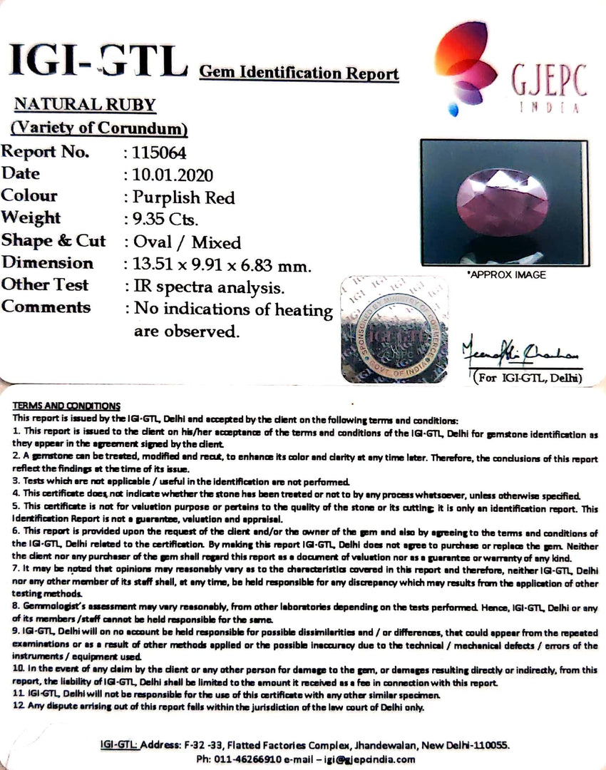 10.39 Ratti Natural Neo Burma Ruby with Govt. Lab Certificate-(3441)