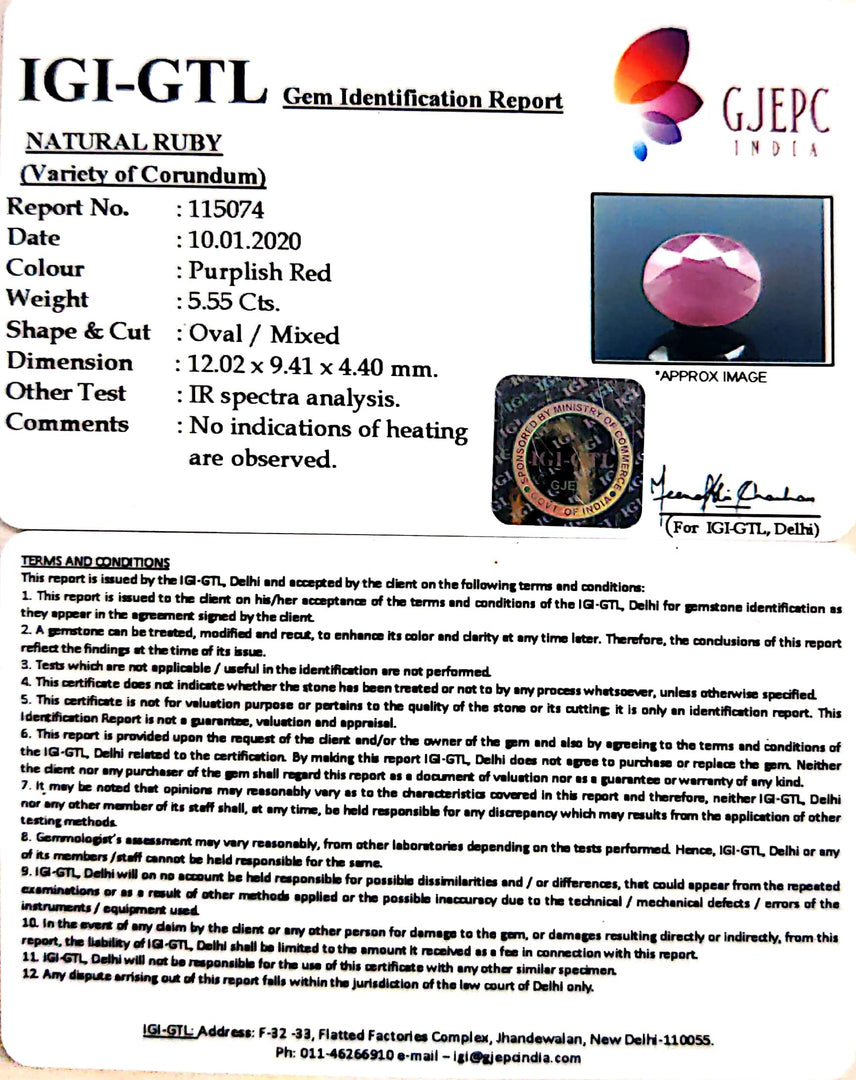6.17 Ratti Natural Neo Burma Ruby with Govt. Lab Certificate-(3441)