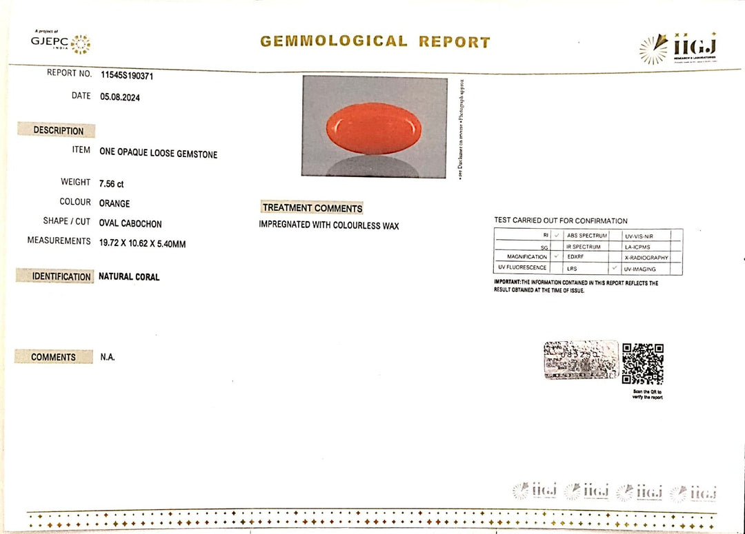 7.56/Carat Natural Japanese Red Coral-6200