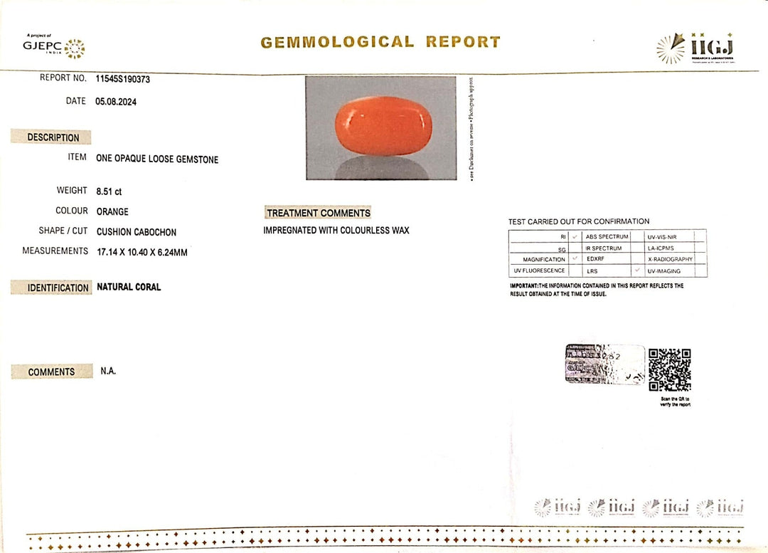 8.51/Carat Natural Japanese Red Coral-6200