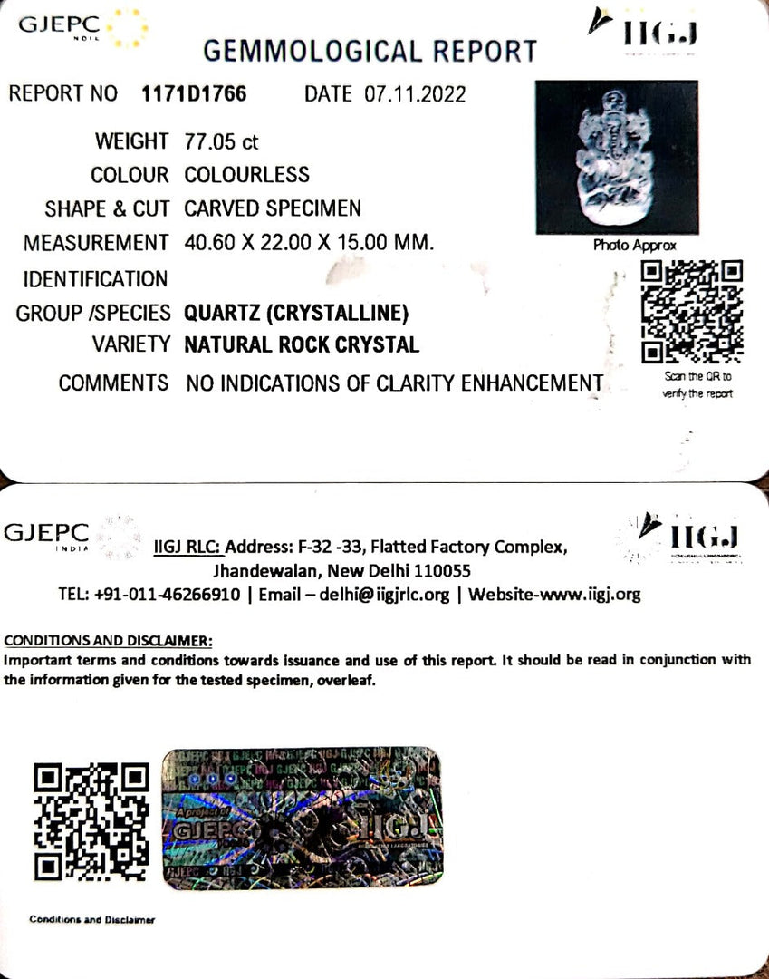77.05/CT Spathik Shree Ganesh with Govt. Lab Certificate