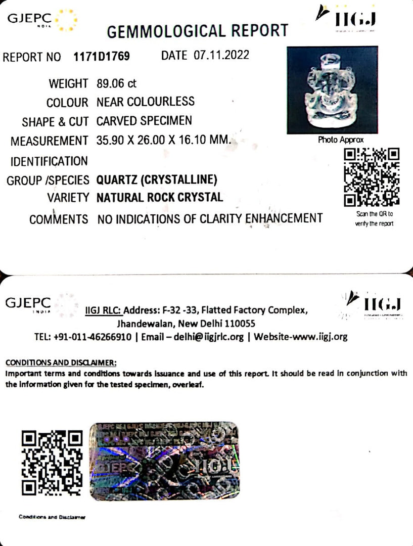 89.06/CT Spathik Shree Ganesh with Govt. Lab Certificate