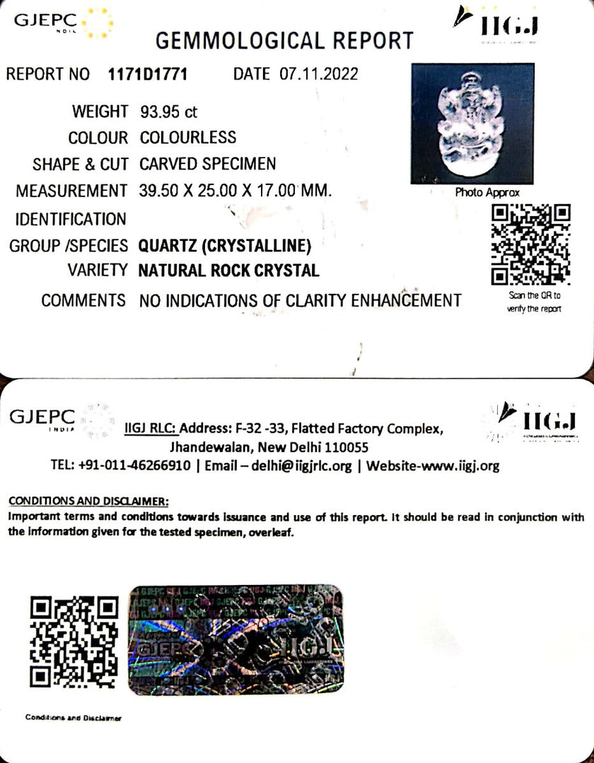 93.95/CT Spathik Shree Ganesh with Govt. Lab Certificate