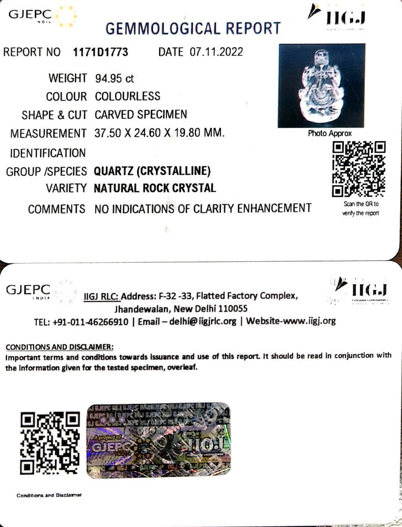 94.95/CT Spathik Shree Ganesh with Govt. Lab Certificate