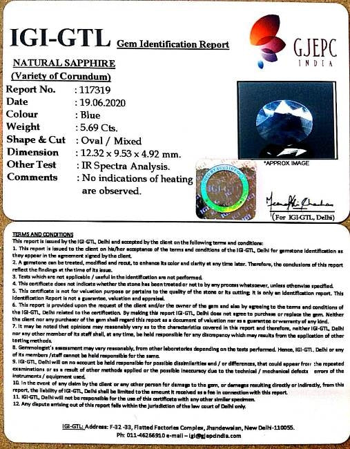 6.20 Ratti Natural Neelam with Govt Lab Certificate-(1221)
