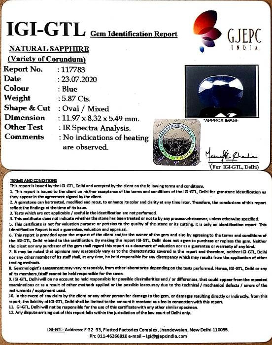 6.51 Ratti Natural Neelam with Govt Lab Certificate-(2331)