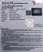 Load image into Gallery viewer, 3.07/Ct Natural Chrysoberyl Cat's Eye with Govt. Lab Certificate (6771)