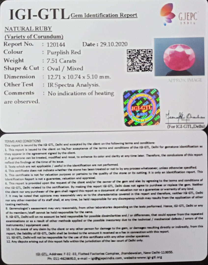 8.33 Ratti Natural Neo Burma Ruby with Govt. Lab Certificate-(5661)