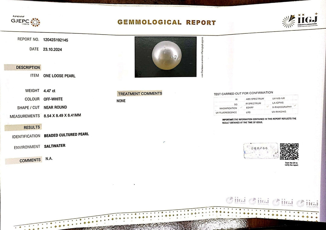 4.47/CT Natural South Sea Pearl with Govt. Lab Certificate-1550