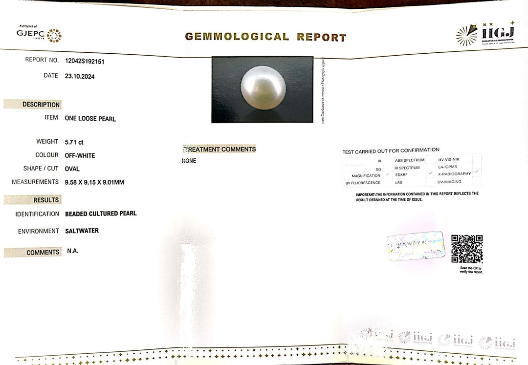 5.71/CT Natural South Sea Pearl with Govt. Lab Certificate-1550