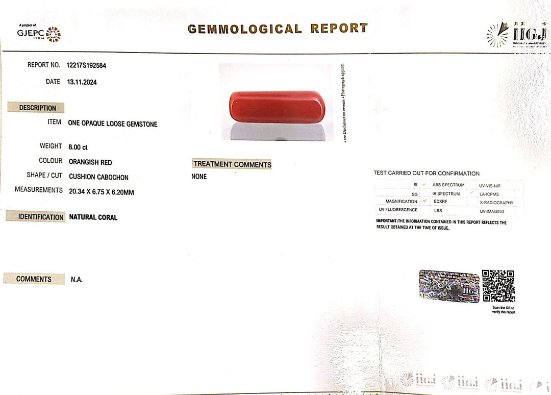 8.00/Carat Natural Cylindrical Red Coral-1800