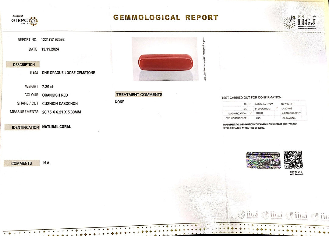 7.39/Carat Natural Cylindrical Red Coral-1800