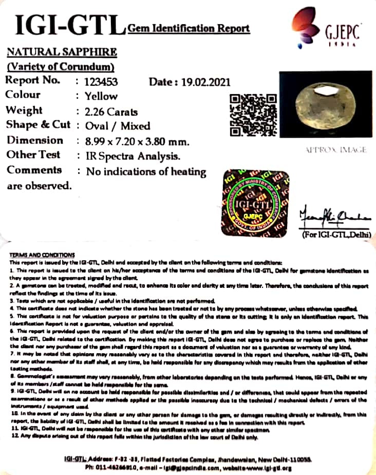 2.50 Ratti Natural yellow sapphire with Govt Lab Certificate-(YELSA9S)