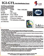 Load image into Gallery viewer, 2.87/CT Natural Blue Sapphire with Govt Lab Certificate-BLUSA9T