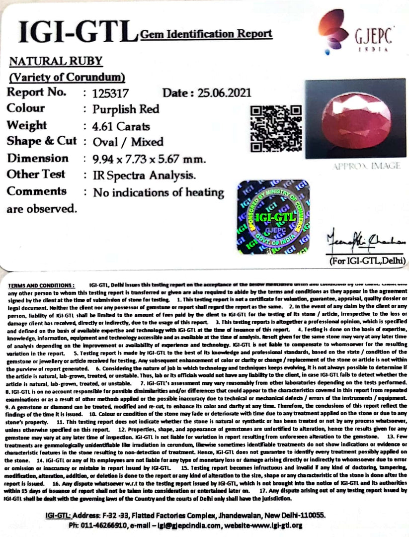 5.11 Ratti Natural New Burma Ruby with Govt. Lab Certificate-(4551)