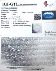3.51 Ratti Natural Ceylonese Neelam with Govt Lab Certificate-(12210)