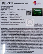 Load image into Gallery viewer, 4.98/CT Natural Emerald Stone With Govt. Lab Certified (6771)