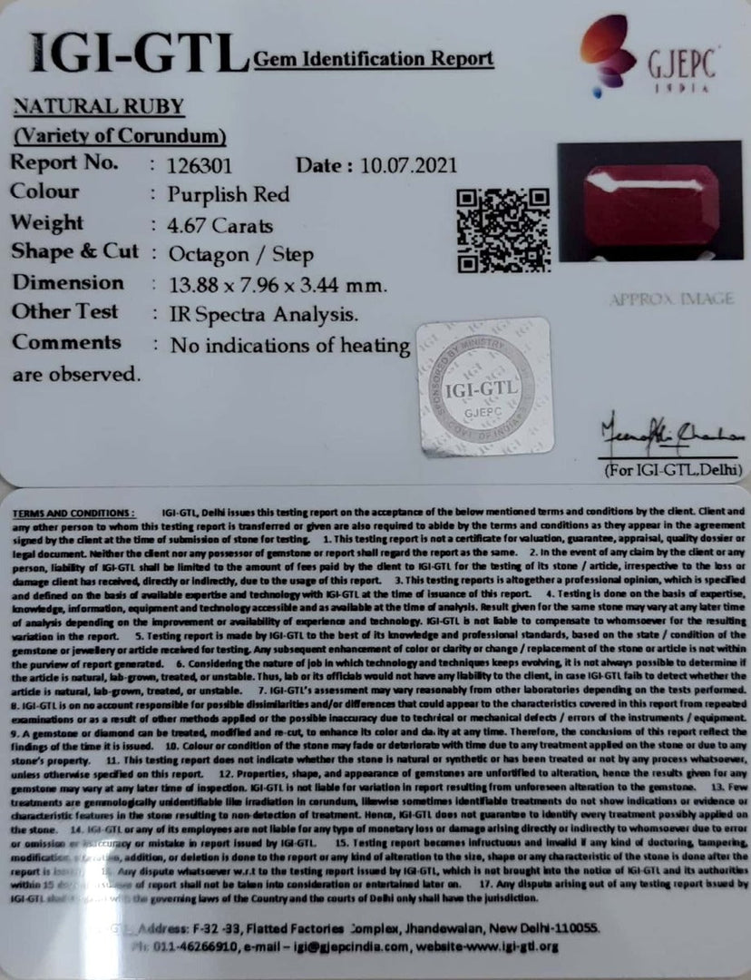 5.18 Ratti Natural new burma Ruby with Govt. Lab Certificate-(2331)